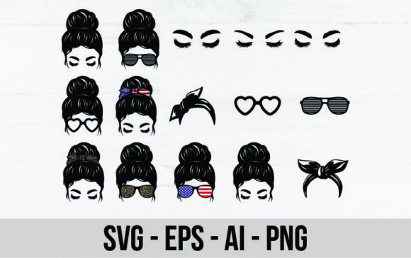 Messy Bun Mom Life Graphics